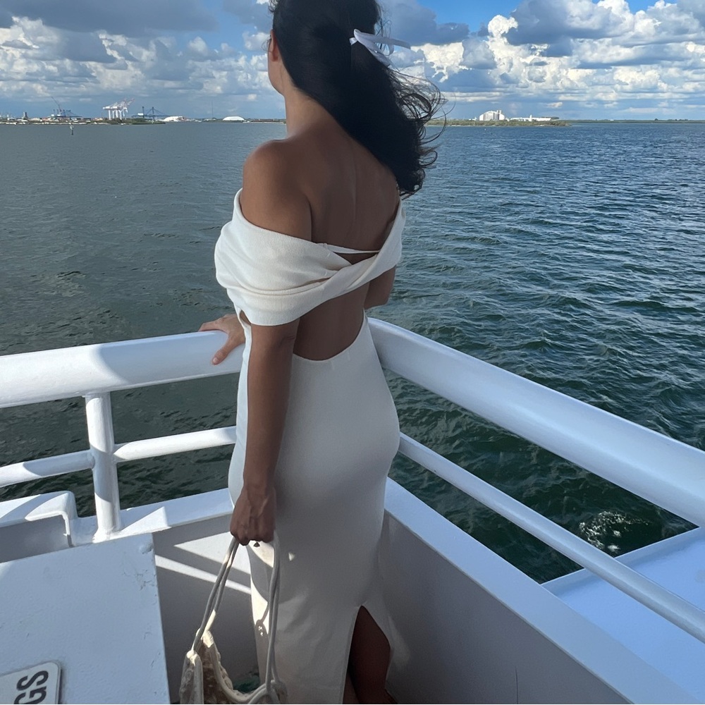 Terese Off the Shoulder Madi Dress Cream ($85)